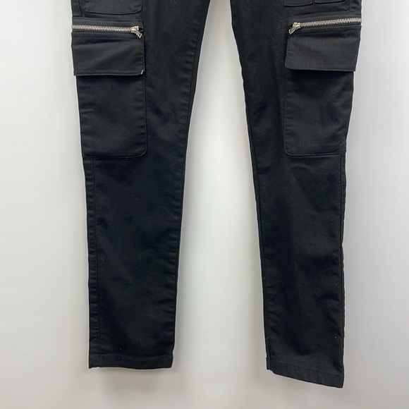 Men's Hot Topic Black Zipper Skinny Jogger Cargo Pants Goth Punk Large - Picture 5 of 8